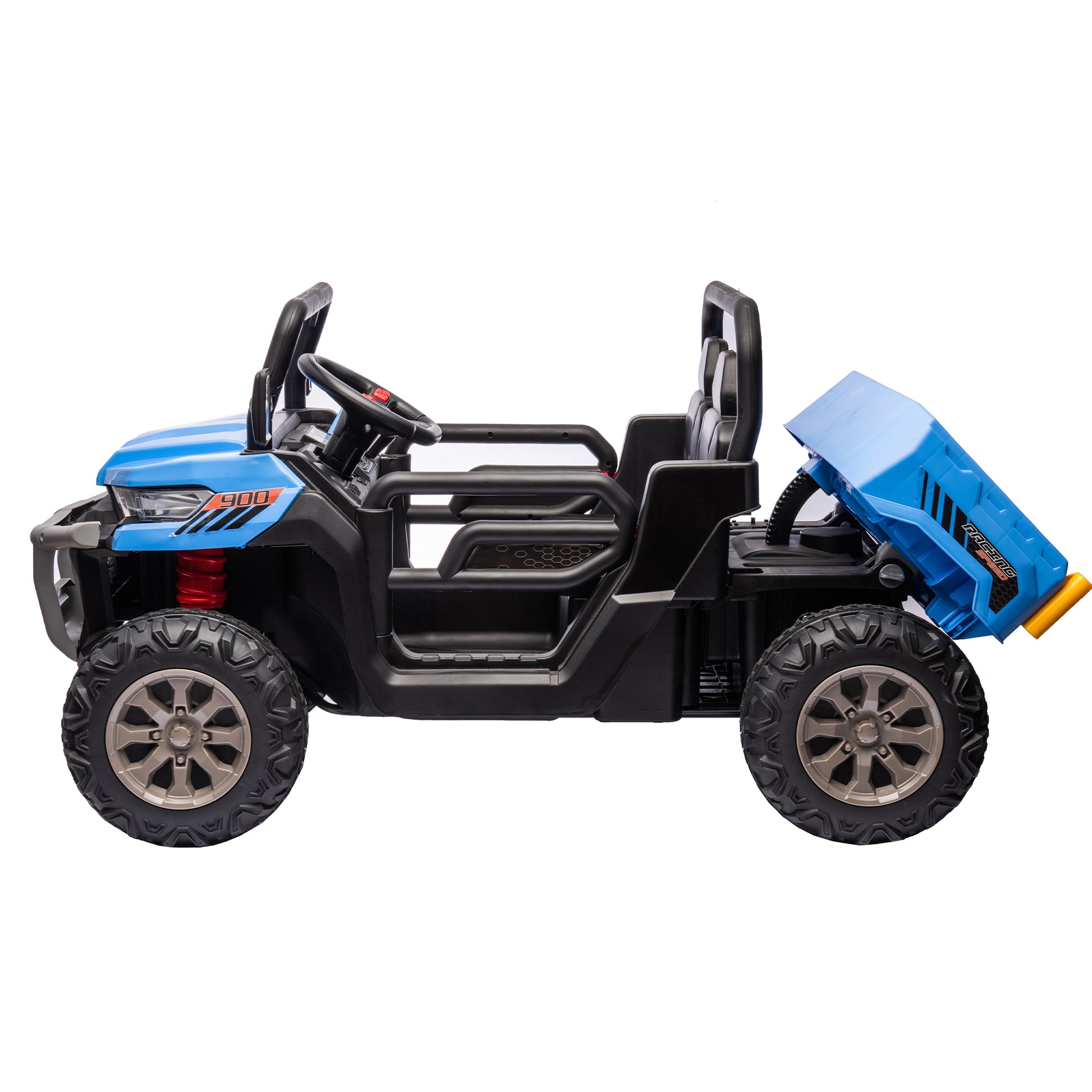 24V Ride On Truck 2 Seater Ride On Utv With 2X200W Motor Ride On Dump Truck With Dump Bed Shovel Ride On Car With Remote Control Electric Vehicle With Non Slip Tyre For Boys Girls Blue Plastic