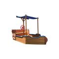 Outsunny Pirate Sandbox With Cover And Rudder, Wooden Sandbox With Storage Bench And Seat, Outdoor Toy For Kids Ages 3 8 Years Old Natural Wood 200 Lbs & Over American Design,Cute,Pastoral 5 To 8 Years Solid Wood Indoor & Outdoor Use