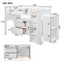 Loft Bed With Rolling Cabinet And Desk White White Solid Wood Mdf