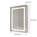 26X20 Inch Bathroom Medicine Cabinet With Led Mirror, Anti Fog, Waterproof, 3000K 6000K Single Door Lighted Bathroom Cabinet With Touch Swich, Dimmable,Recessed Or Surface Mount Right Door Mirror Included Bathroom Powder Coated 3 Silver 1 2 18 To 23 In