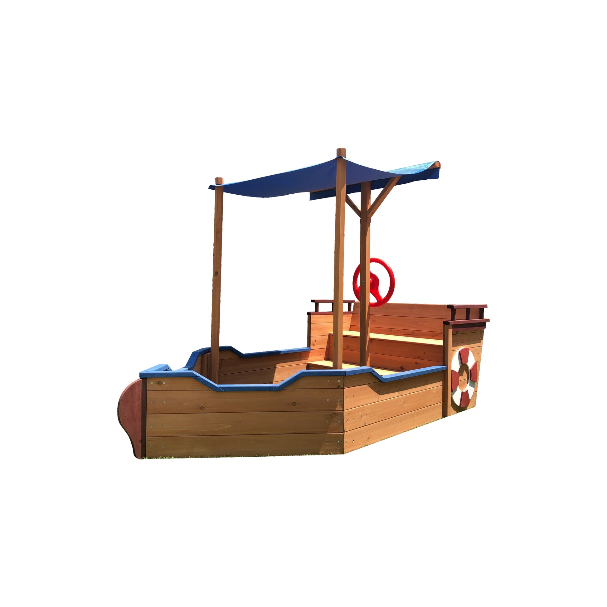 Outsunny Pirate Sandbox With Cover And Rudder, Wooden Sandbox With Storage Bench And Seat, Outdoor Toy For Kids Ages 3 8 Years Old Natural Wood 200 Lbs & Over American Design,Cute,Pastoral 5 To 8 Years Solid Wood Indoor & Outdoor Use