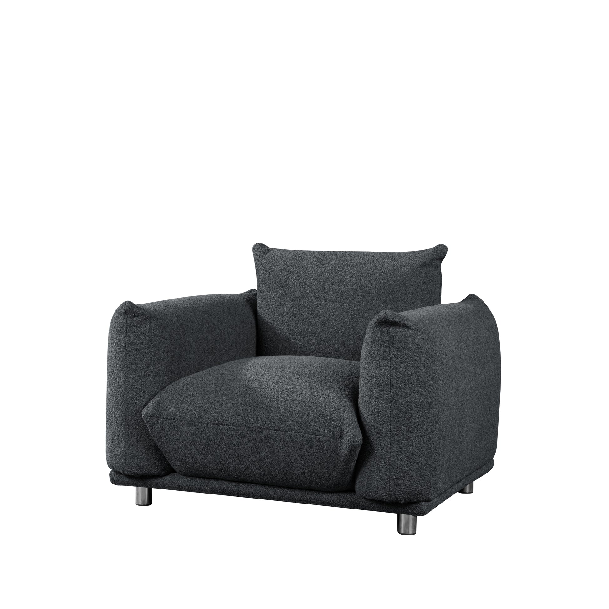 Sherpa Accent Chair Single Sofa 42"W Accent Chair For Bedroom Living Room Apartment, Black Black Fabric