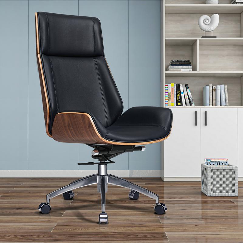 Office Chair Black Genuine Leather