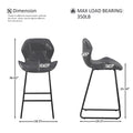 Set Of 2, Leather Bar Chair With High Density Sponge, Pu Chair Counter Height Pub Kitchen Stools For Dining Room,Homes,Bars, Kitchens,Gray Gray Pu