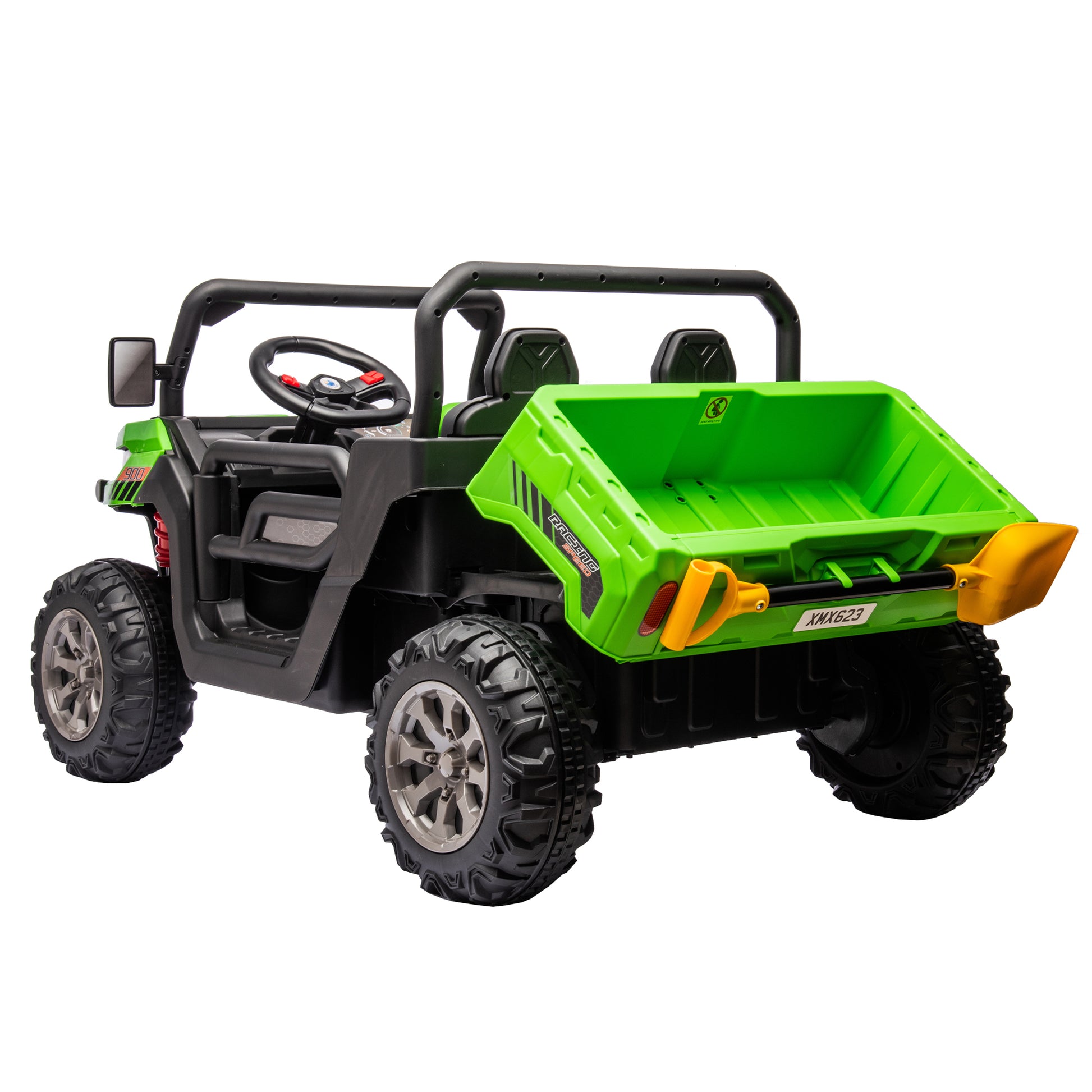 24V Ride On Truck 2 Seater Ride On Utv With 2X200W Motor Ride On Dump Truck With Dump Bed Shovel Ride On Car With Remote Control Electric Vehicle With Non Slip Tyre For Boys Girls Green Plastic