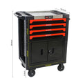 Removable 4 Drawers Tool Cart With Lock Black Red Metal