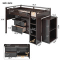 Loft Bed With Rolling Cabinet And Desk Espresso Espresso Solid Wood Mdf