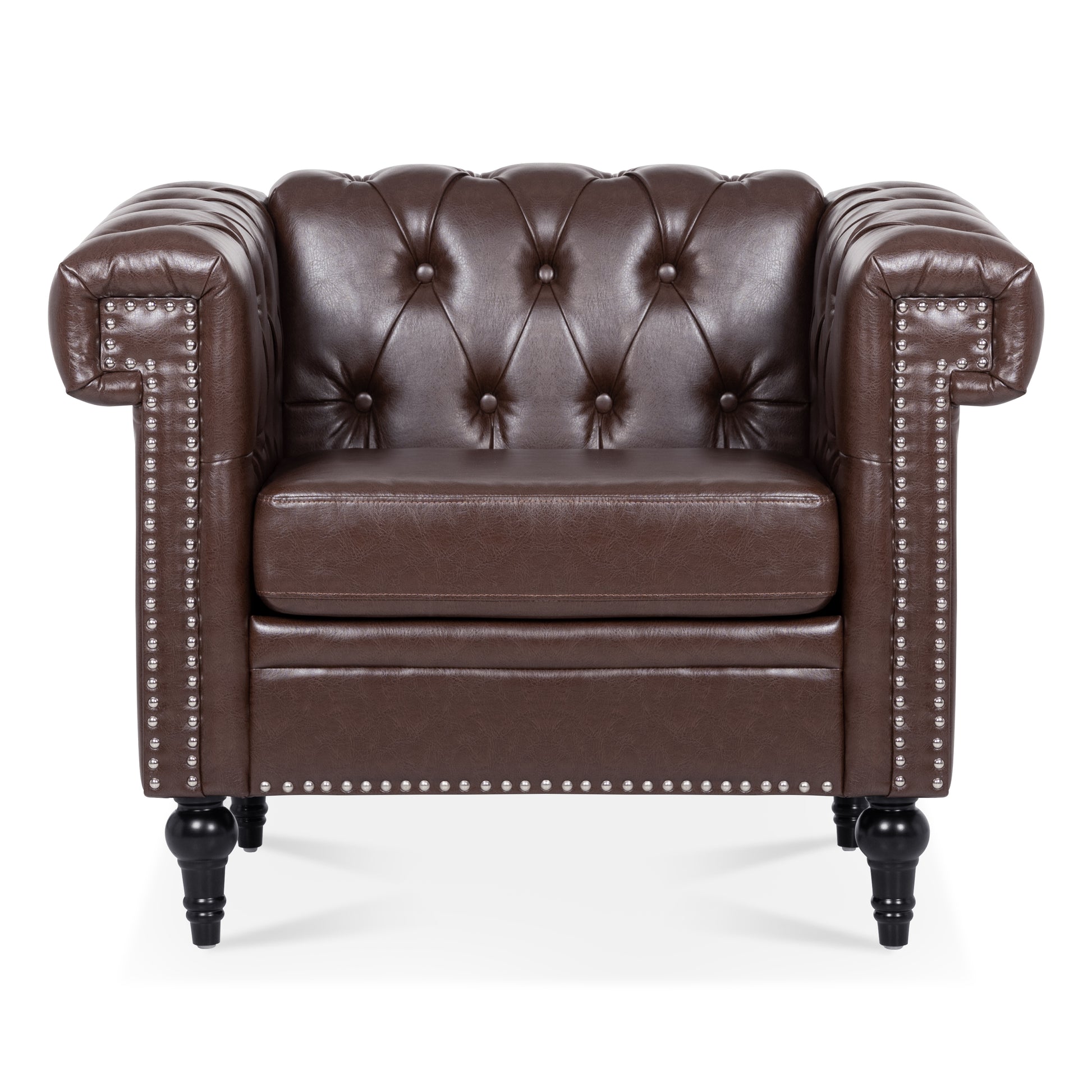 1 Seater Sofa For Living Room Brown Pu Pu