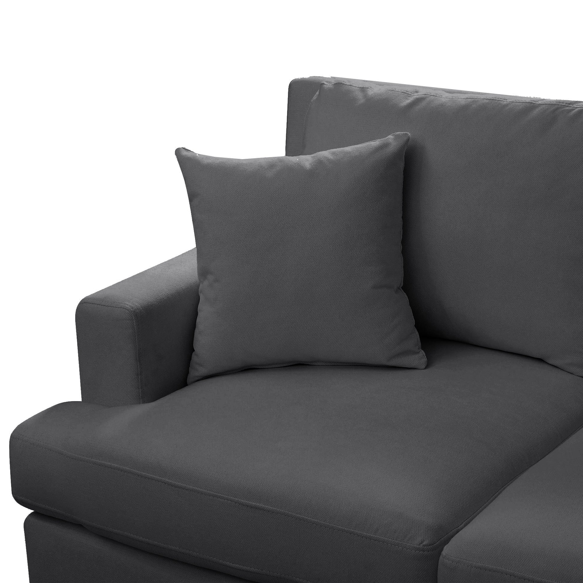 Sectional Modular Sofa With 2 Tossing Cushions And Solid Frame For Living Room Gray Polyester