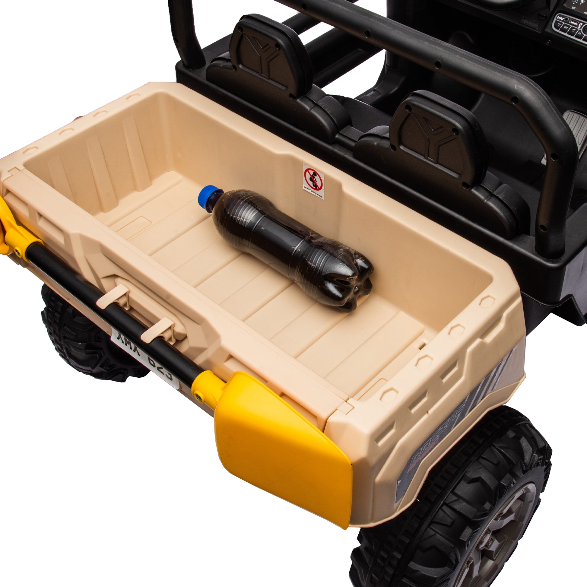 24V Ride On Truck 2 Seater Ride On Utv With 2X200W Motor Ride On Dump Truck With Dump Bed Shovel Ride On Car With Remote Control Electric Vehicle With Non Slip Tyre For Boys Girls Yellow Plastic