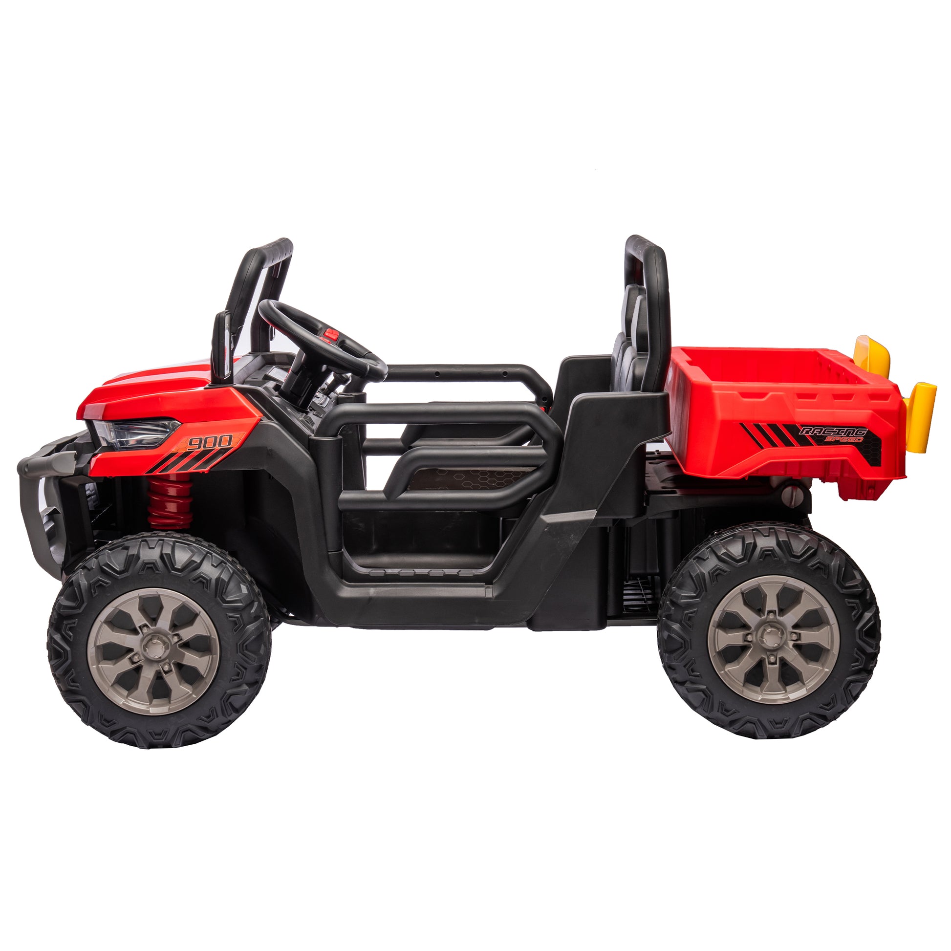 24V Ride On Truck 2 Seater Ride On Utv With 2X200W Motor Ride On Dump Truck With Dump Bed Shovel Ride On Car With Remote Control Electric Vehicle With Non Slip Tyre For Boys Girls Red Plastic