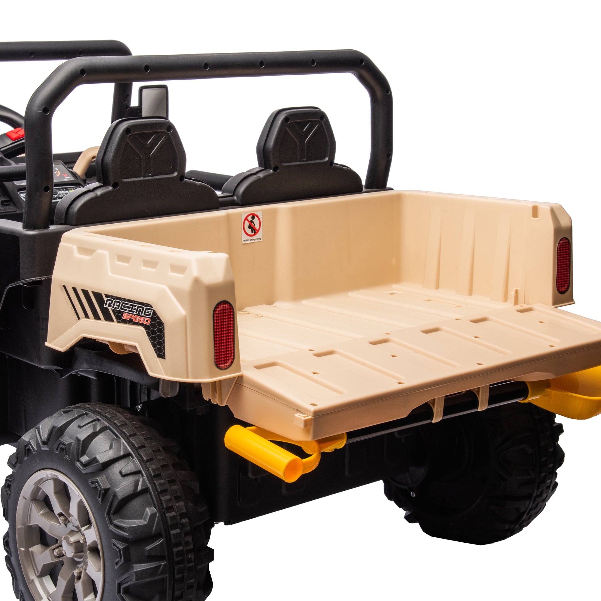 24V Ride On Truck 2 Seater Ride On Utv With 2X200W Motor Ride On Dump Truck With Dump Bed Shovel Ride On Car With Remote Control Electric Vehicle With Non Slip Tyre For Boys Girls Yellow Plastic