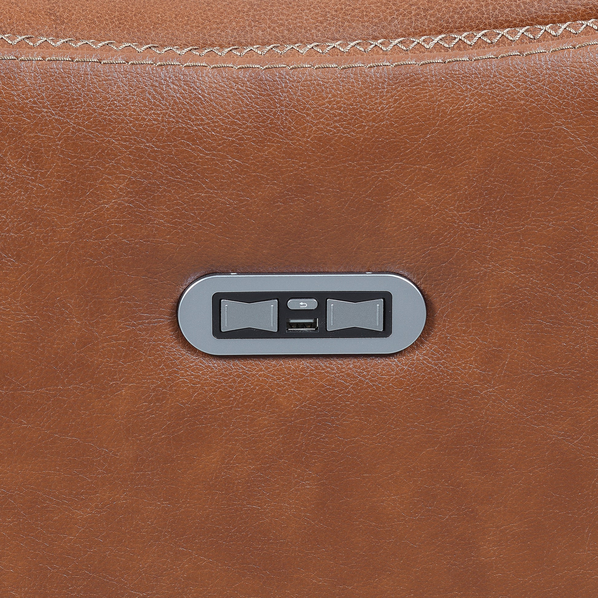 Contemporary Style Motion Set Top Grain Leather, Power Headrest And Footrest Fashion Forward Colors, Convenient Usb Charging Brown Foam Leather