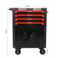 Removable 4 Drawers Tool Cart With Lock Black Red Metal