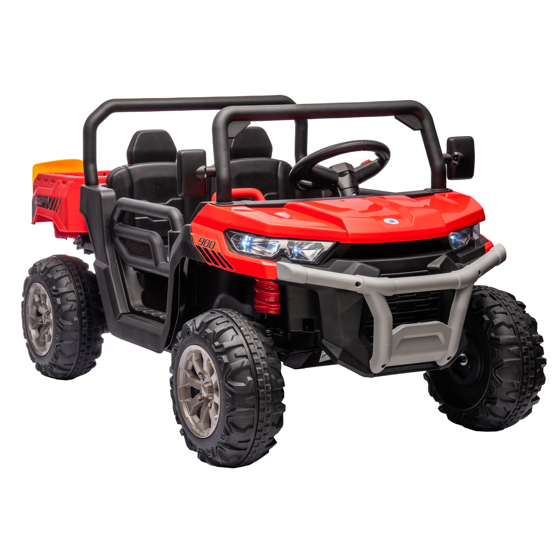 24V Ride On Truck 2 Seater Ride On Utv With 2X200W Motor Ride On Dump Truck With Dump Bed Shovel Ride On Car With Remote Control Electric Vehicle With Non Slip Tyre For Boys Girls Red Plastic