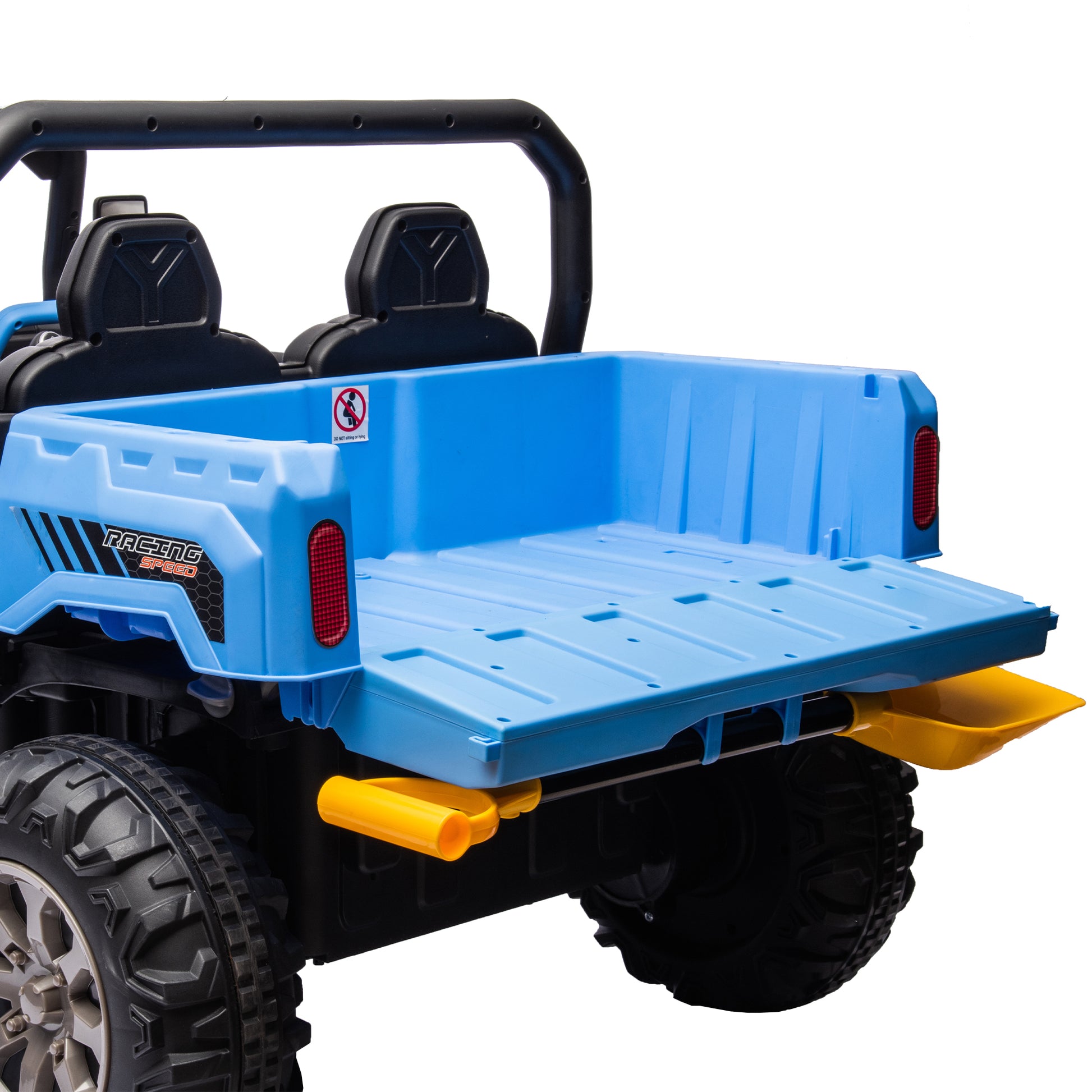 24V Ride On Truck 2 Seater Ride On Utv With 2X200W Motor Ride On Dump Truck With Dump Bed Shovel Ride On Car With Remote Control Electric Vehicle With Non Slip Tyre For Boys Girls Blue Plastic