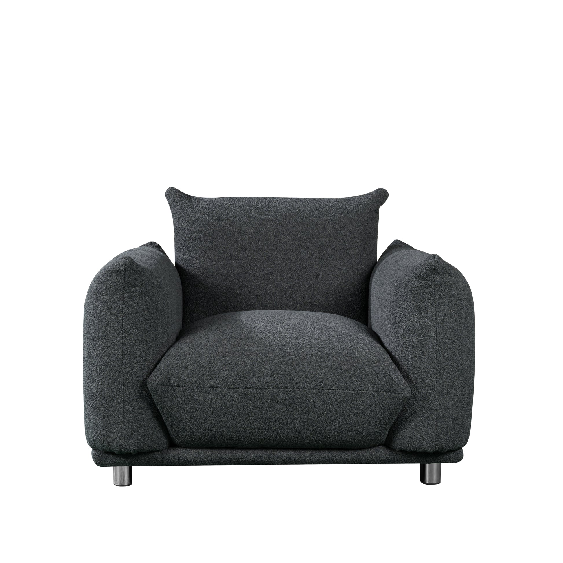 Sherpa Accent Chair Single Sofa 42"W Accent Chair For Bedroom Living Room Apartment, Black Black Fabric