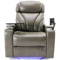 Power Motion Recliner With Usb Charging Port And Hidden Arm Storage, Home Theater Seating With Convenient Cup Holder Design ,And Stereo Grey Grey Foam Pu