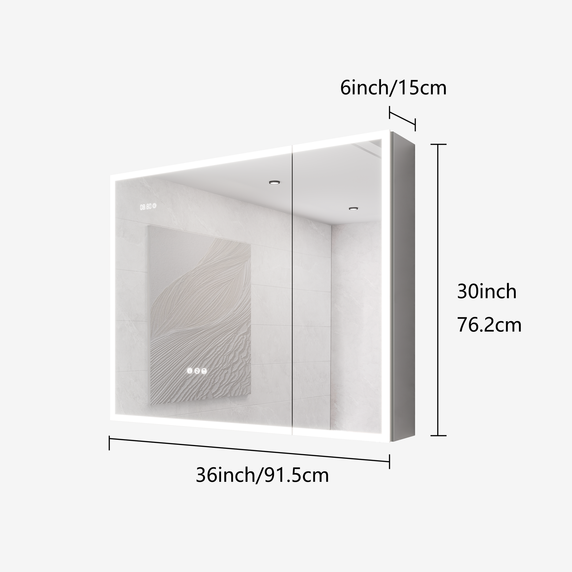 Bathroom Medicine Cabinet With Lights, 36 30 Inch Led Medicine Cabinet With Mirror, Double Door Lighted Medicine Cabinet With Defogger, Dimmer, Clock & Temp Display, 2 Outlets & Usb Ports Mirror Included Bathroom Powder Coated 3 Silver 2 2 36 To 47 In 24