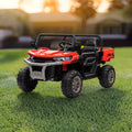 24V Ride On Truck 2 Seater Ride On Utv With 2X200W Motor Ride On Dump Truck With Dump Bed Shovel Ride On Car With Remote Control Electric Vehicle With Non Slip Tyre For Boys Girls Red Plastic