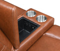 Contemporary Style Motion Set Top Grain Leather, Power Headrest And Footrest Fashion Forward Colors, Convenient Usb Charging Brown Foam Leather