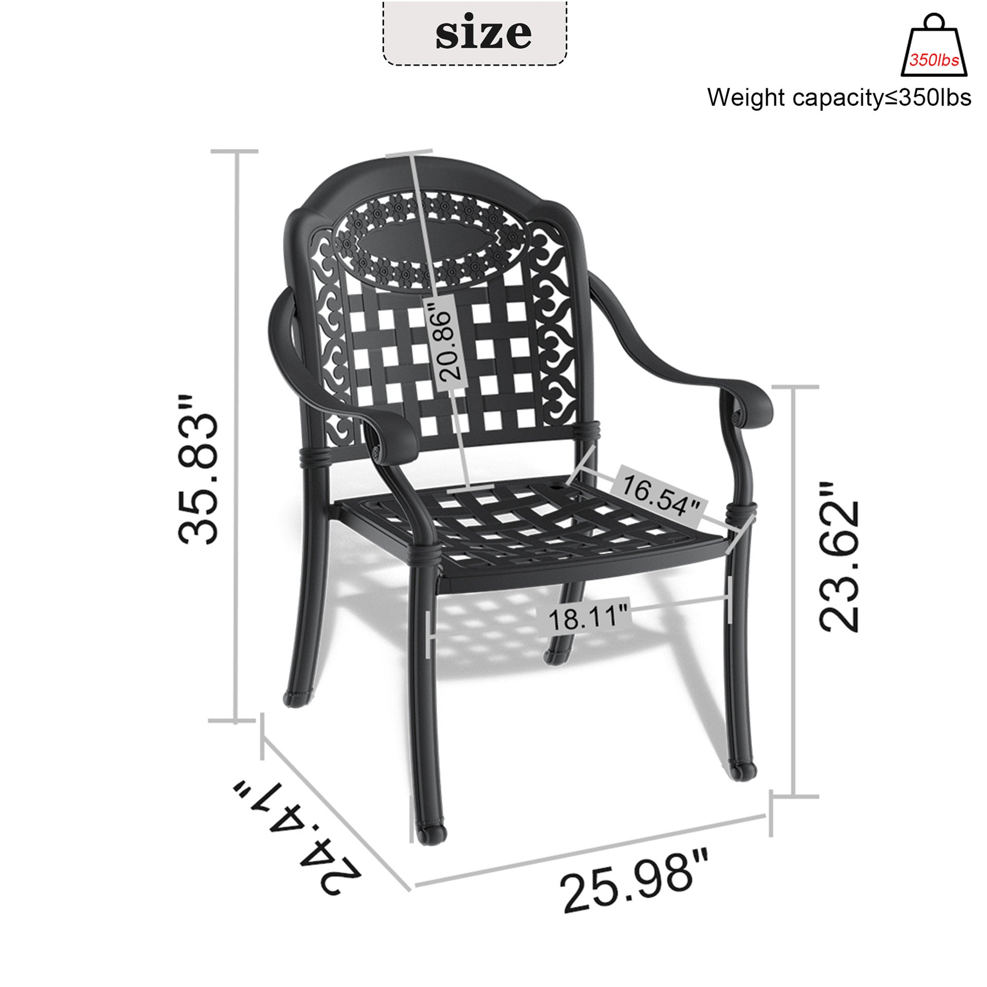 Cast Aluminum Patio Dining Chair 6Pcs With Black Frame And Cushions In Random Colors Yes Dining Set Black Rust Resistant Frame Water Resistant Cushion Garden & Outdoor Complete Patio Sets Aluminium