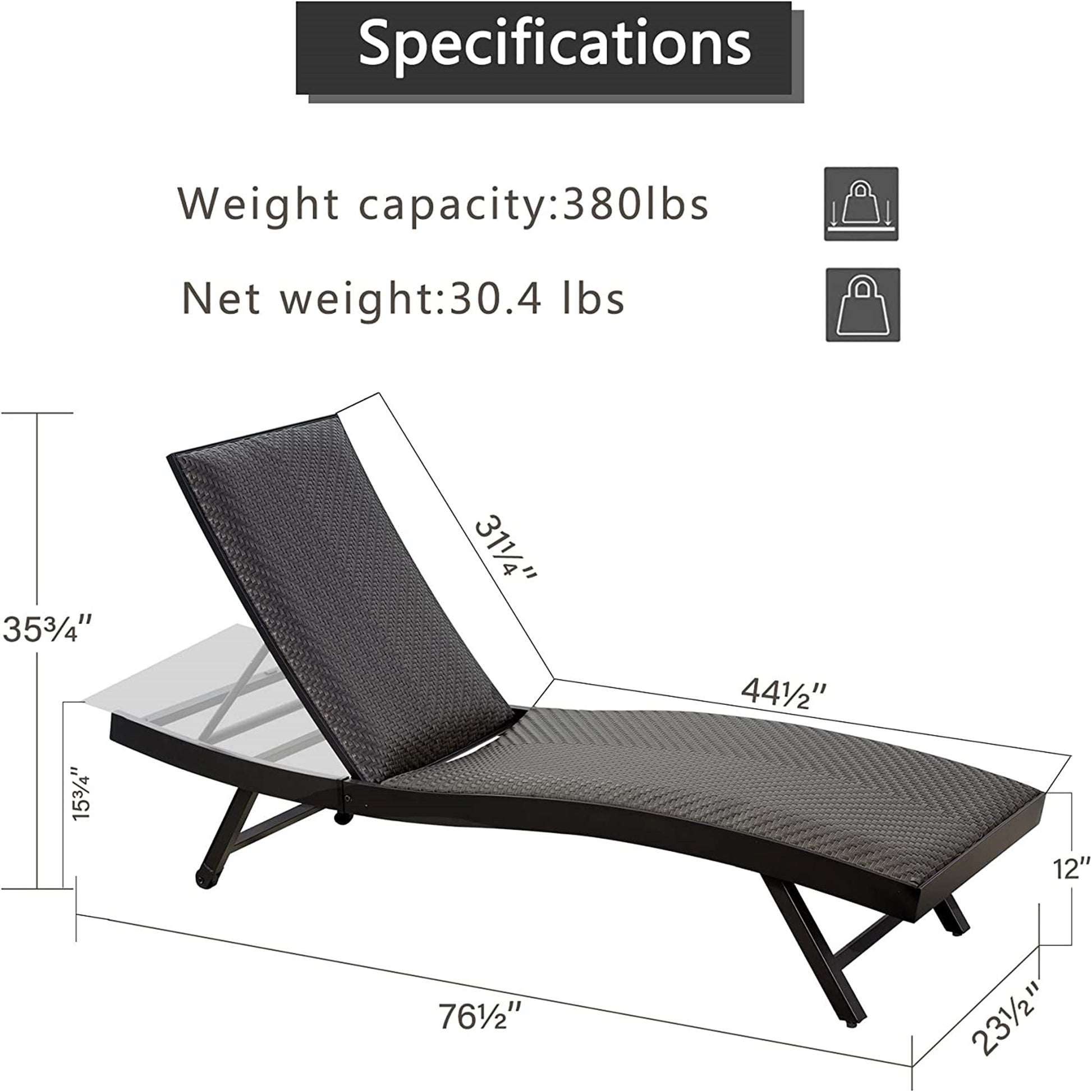 Outdoor Pe Wicker Chaise Lounge Set Of 2 Patio Reclining Chair Furniture Set Beach Pool Adjustable Backrest Recliners Padded With Quick Dry Foam Brown, 2 Lounge Chairs Dark Brown Wicker