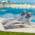 Outdoor Chaise Lounge Set Of 2 Patio Recliner Chairs With Adjustable Backrest And Removable Pillow For Indoor&Outdoor Beach Pool Sunbathing Lawn Gray, 2 Lounge Chairs Gray Aluminium