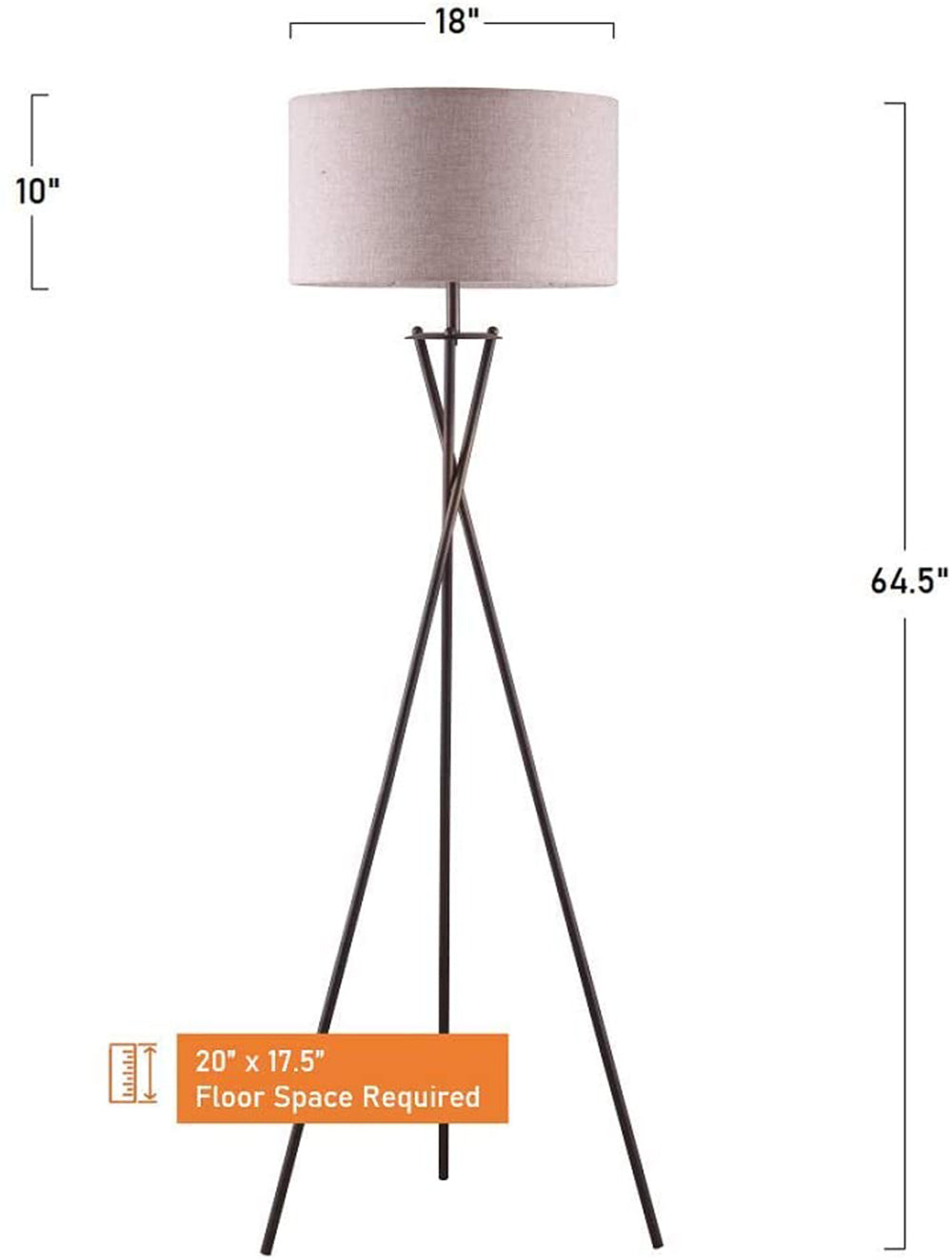 65" Crossed Tripod Floor Lamp 1.66 7.26 Bronze Metal