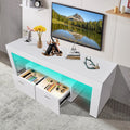 Led Tv Stand Modern Tv Stand With Storage Entertainment Center With Drawer Tv Cabinet For Up To 75 Inch For Gaming Living Room Bedroom White Particle Board