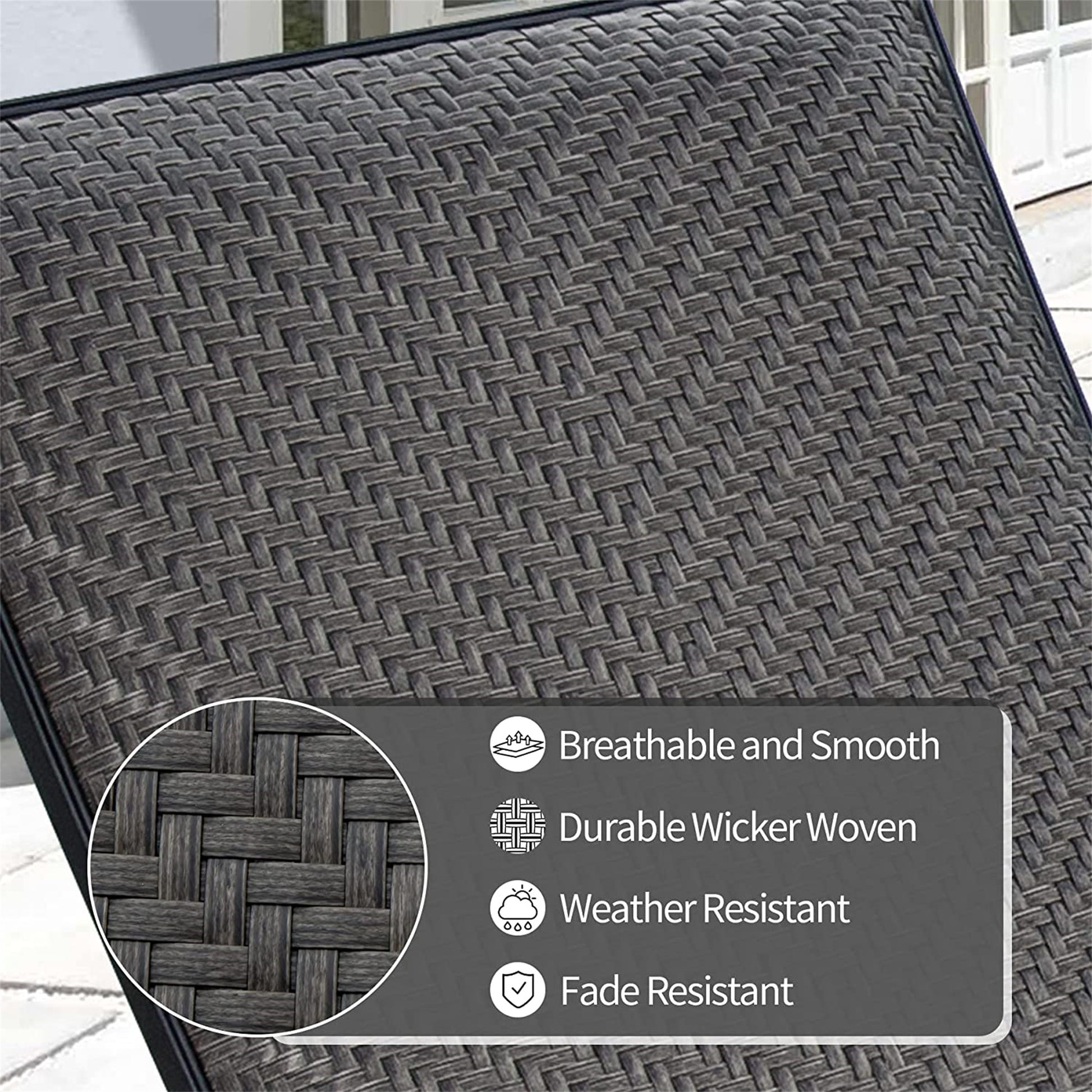 Outdoor Pe Wicker Chaise Lounge Set Of 2 Patio Reclining Chair Furniture Set Beach Pool Adjustable Backrest Recliners Padded With Quick Dry Foam Brown, 2 Lounge Chairs Dark Brown Wicker