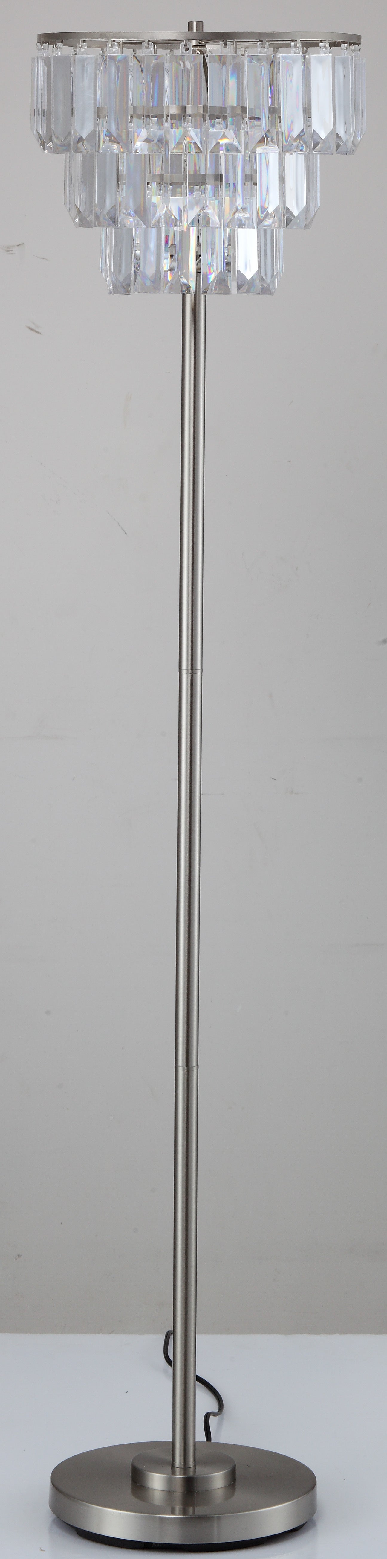 60.5"H Contemporary Crystal Shade Floor Lamp 1Pc Ctn 1.25 17.63 Brushed Nickel Metal