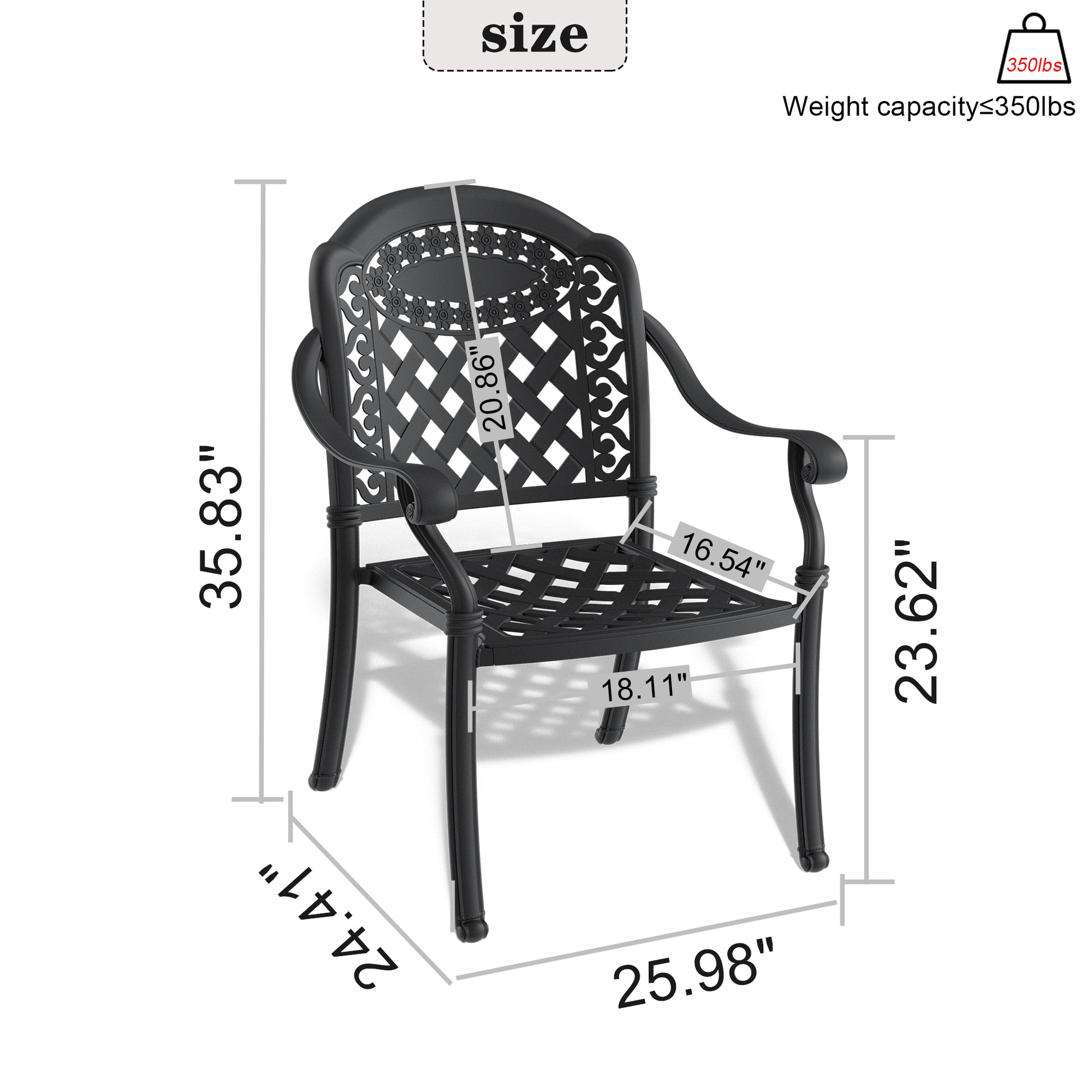 Cast Aluminum Patio Dining Chair 6Pcs With Black Frame And Cushions In Random Colors Yes Dining Set Black Rust Resistant Frame Water Resistant Cushion Garden & Outdoor Complete Patio Sets Aluminium