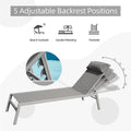 Patio Chaise Lounge Set, 3 Pieces Aluminum Adjustable Pool Lounge Chairs Textilene Sunbathing Recliner With Headrest Grey,2 Lounge Chairs 1 Table Grey Aluminium