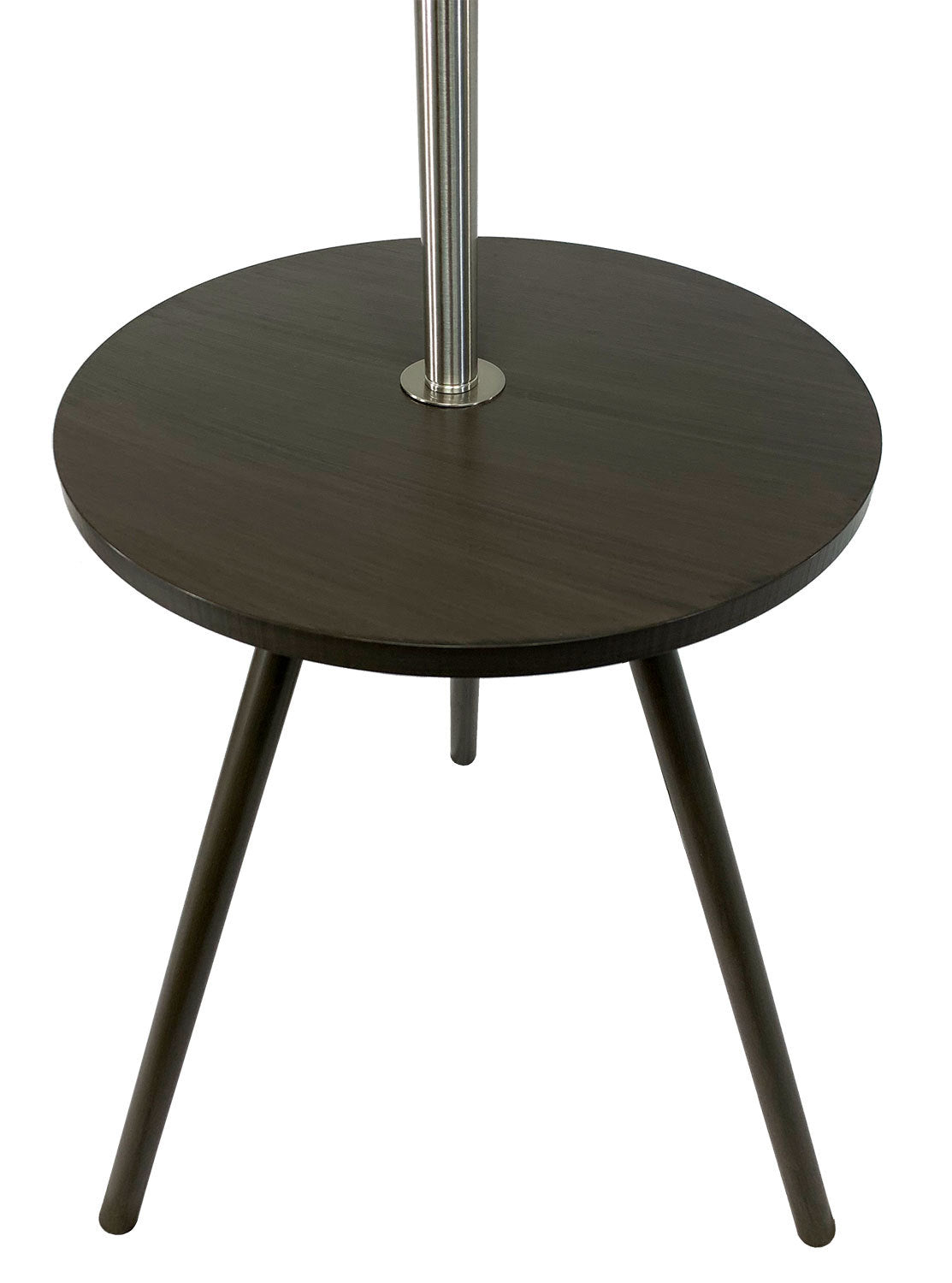 57" Round Sofa Side Table W Lamp And Power Station 1.56 9.9 Espresso Metal