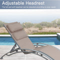 Outdoor Chaise Lounge Set Of 2 Patio Recliner Chairs With Adjustable Backrest And Removable Pillow For Indoor&Outdoor Beach Pool Sunbathing Lawn Khaki,2 Lounge Chairs Khaki Aluminium