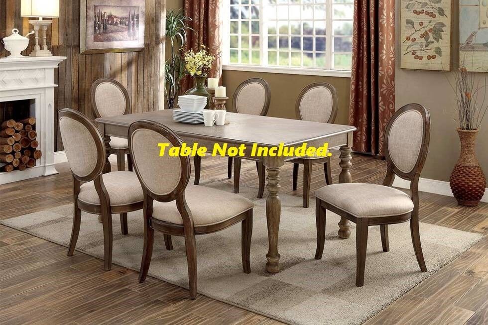 Transitional Rustic Oak And Beige Side Chairs Set Of 2 Chairs Dining Room Furniture Padded Fabric Seat Elegant Kitchen Dining Room Rustic Dining Room Transitional Dining Chairs Solid Wood