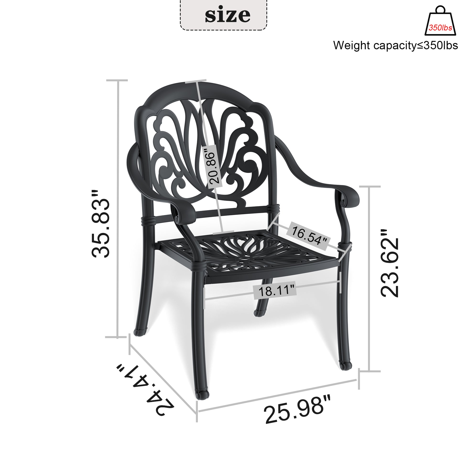 Cast Aluminum Patio Dining Chair 2Pcs With Black Frame And Cushions In Random Colors Yes Dining Set Black Rust Resistant Frame Water Resistant Cushion Garden & Outdoor Complete Patio Sets Aluminium