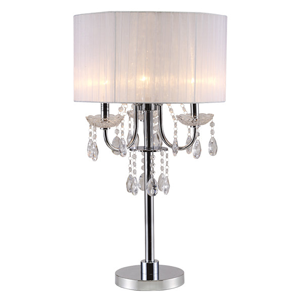 29.5"H White Chrome Crystal Inspired Table Lamp 1Pc Ctn 1.58 9.10 White Metal