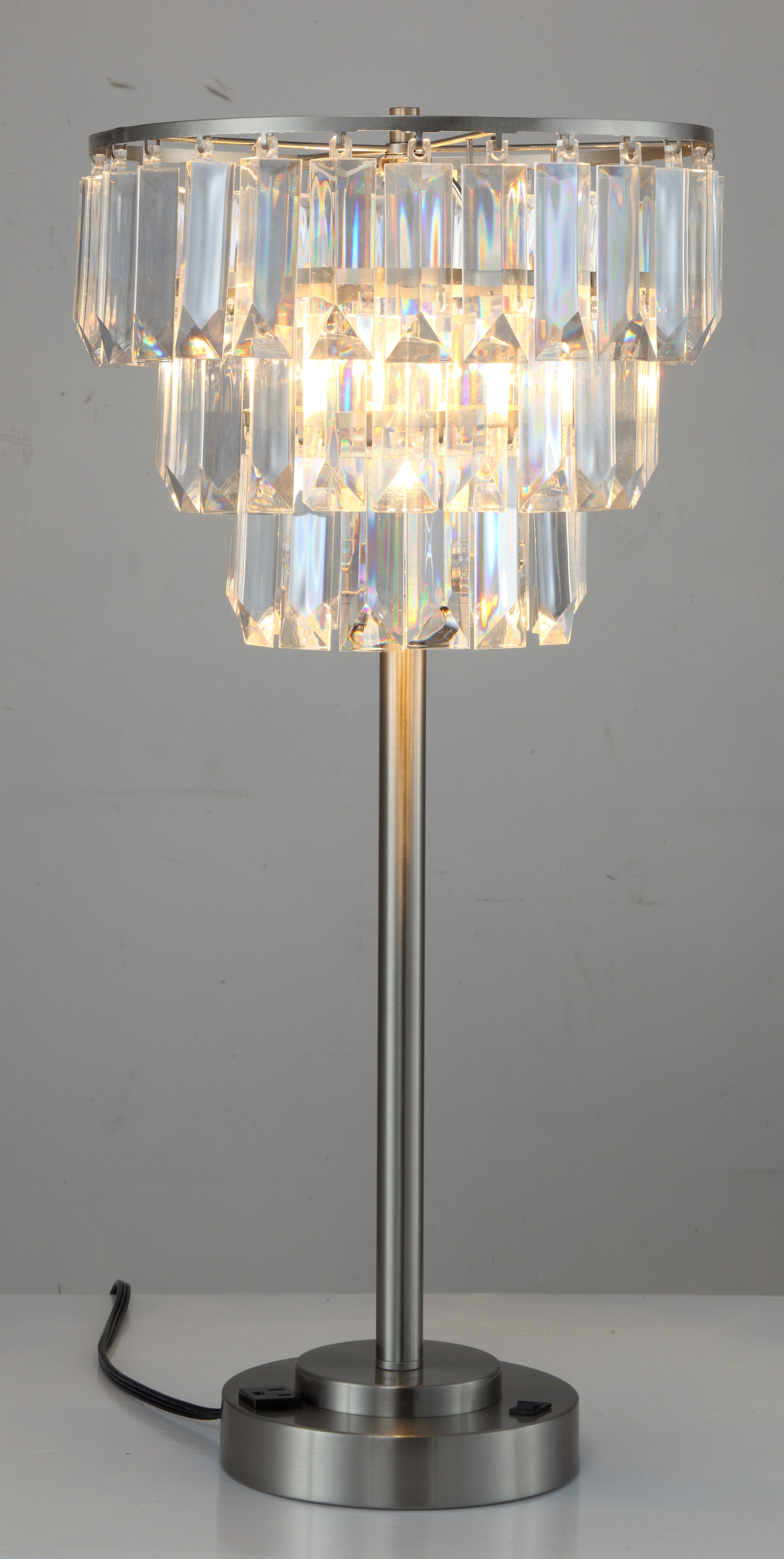 27.5"H Contemporary Crystal Shade Table Lamp 1Pc Ctn 1.01 9.25 Chrome Metal