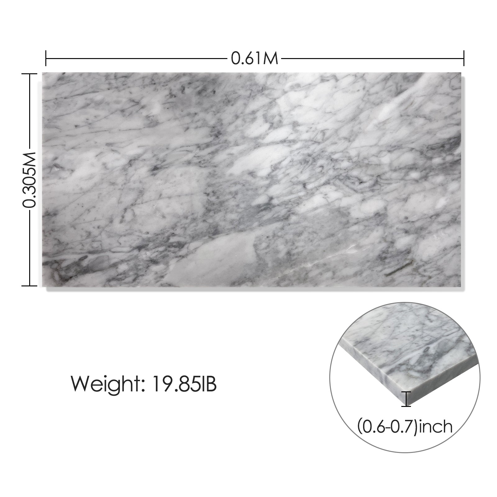 12*24 Carrara Marble, Gray Marble, Natural Marble, For Wall And Floor, Polished Marble Tile Square Gray Classic,European,Luxury Marble Marble Building&Structures