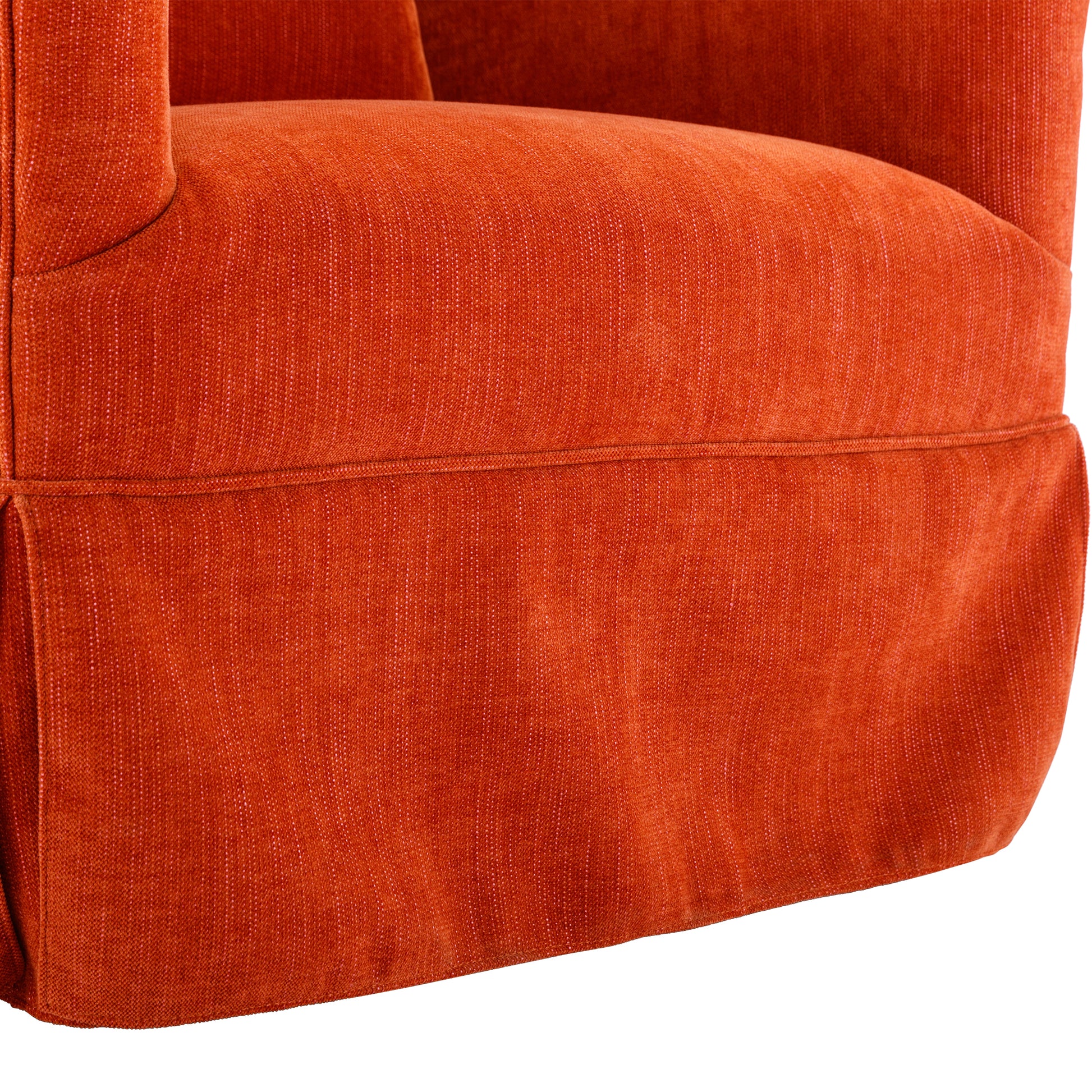 360 Degree Swivel Accent Armchair Linen Blend Orange Orange Foam Upholstered