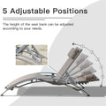 Outdoor Chaise Lounge Set Of 2 Patio Recliner Chairs With Adjustable Backrest And Removable Pillow For Indoor&Outdoor Beach Pool Sunbathing Lawn Khaki,2 Lounge Chairs Khaki Aluminium