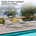 Outdoor Chaise Lounge Set Of 2 Patio Recliner Chairs With Adjustable Backrest And Removable Pillow For Indoor&Outdoor Beach Pool Sunbathing Lawn Khaki,2 Lounge Chairs Khaki Aluminium