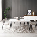 J3710 Porcelain Dining Table White 63'' White Foam Ceramic