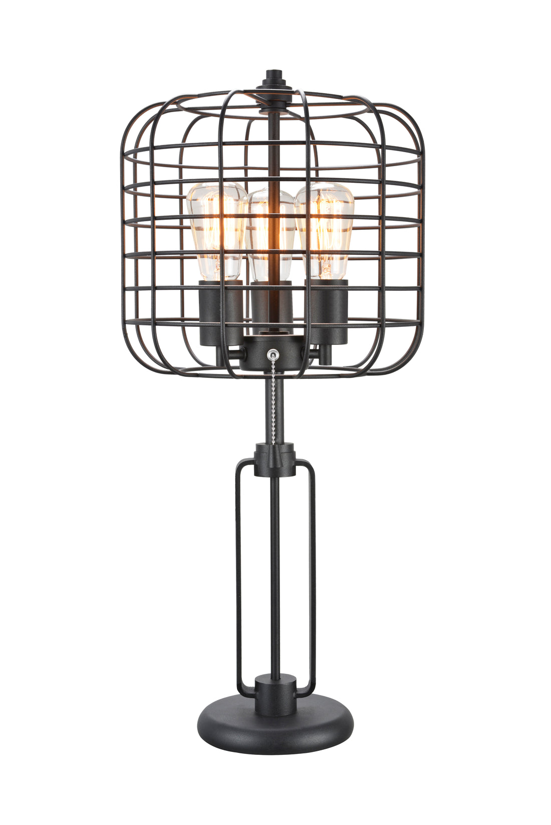 26"H Black Industrial Wire Cage Table Lamp W Edison Bulb 1Pcs Cnt 2.96 14.43 Black Metal