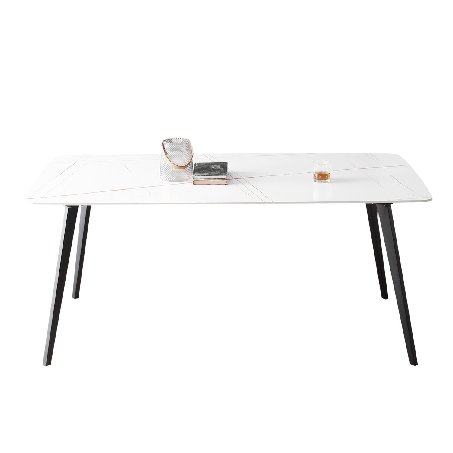 J3710 Porcelain Dining Table White 70" White Foam Ceramic