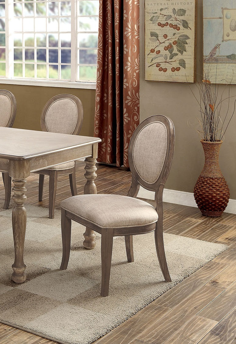 Transitional Rustic Oak And Beige Side Chairs Set Of 2 Chairs Dining Room Furniture Padded Fabric Seat Elegant Kitchen Dining Room Rustic Dining Room Transitional Dining Chairs Solid Wood