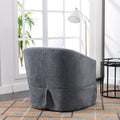 360 Degree Swivel Accent Armchair Linen Blend Grey Grey Foam Upholstered