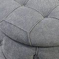 Large Button Tufted Woven Round Storage Ottoman For Living Room & Bedroom,17.7